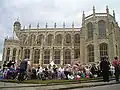 Members of the public outside St George's Chapel at Windsor Castle, waiting for the Garter Procession