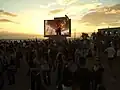 Dallas Crane playing live on the beach in 2007.