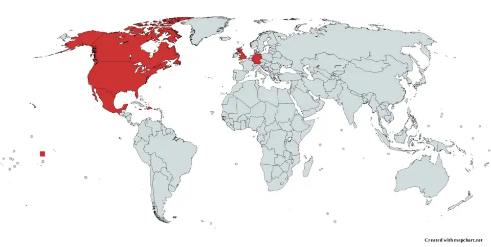 Map of countries to be served by St Louis
