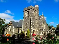 St Peter's Anglican Church, a landmark of Upper Riccarton, showing damage from the 2011 Christchurch earthquake