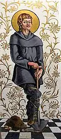 St. Walstan (from the rood screen at St Andrew's Church, Great Ryburgh, Norfolk).