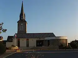 The town hall and church