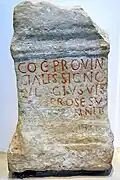 Roman stone consecration, parish church in Jona respectively Stadtmuseum