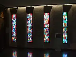 Coventry Cathedral England, has a series of windows by different designers (Depicted: The Swedish Windows by Einar Forseth, 1961)[49]