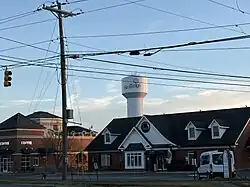 Buildings and a water tower in Stallings