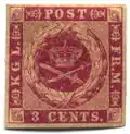 Danish West Indies stamp, 1866, with wavy burelage visible on margins and corners