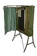 A voting machine designed by Alfred J. Gillespie and marketed by the Standard Voting Machine Company of Rochester, New York from the late 1890s