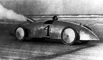 Image 44A Stanley Steamer racecar in 1903. In 1906, a similar Stanley Rocket set the world land speed record at 205.5 km/h (127.7 mph) at Daytona Beach Road Course. (from History of the automobile)