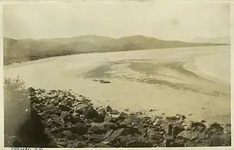 View from the cliff at low tide, Conway Beach, 1937-1938