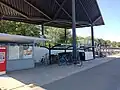 Ticket machine & bicycle parking.