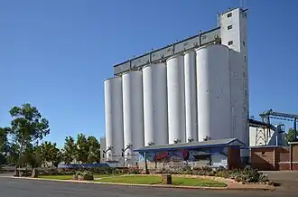 Three Springs railway station and grain silo, 2013.