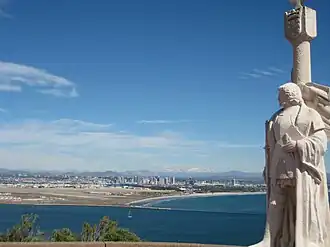 Cabrillo statue overlooking NAS North Island and downtown San Diego
