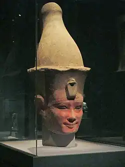 Head statue of Senusret I now on display in the Medelhavsmuseet, Stockholm, Sweden