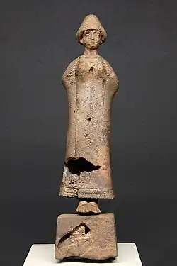 Copper statuette of goddess Lama from Isin-Larsa period