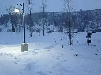 Solar pathway lighting in winter (Steamboat Springs, US)