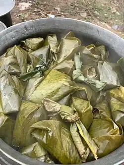 Moi-moi cooked and wrapped in leaves