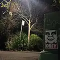 OBEY giant sticker on an electrical box on a sidewalk in Alexandria, Sydney 2025