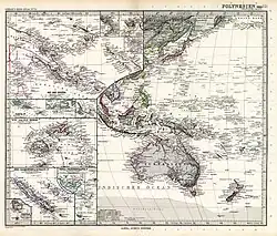 An 1891 German map showing Ganges Island in the Anson Archipelago, east of the Bonin Islands