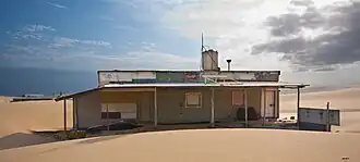 Building at Tin City, on Stockton Beach