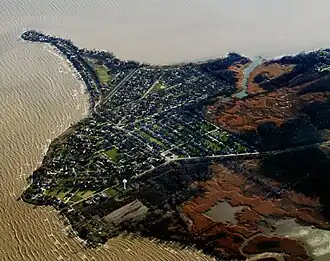 Stony Point from the air, looking southwest