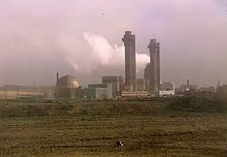 Domed factories with two large chmineys