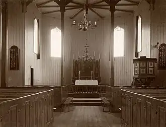Interior view of the 2nd church (c. 1930)