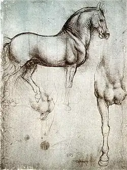 Leonardo da Vinci's study of horses, c. 1490, – Monuments