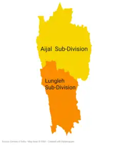 Subdivisions of Mizo District in 1961.