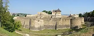 Panoramic view of the Seat Fortress of Suceava as seen in August 2016