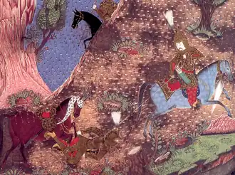 Akinji duelling with Hungarian knight, Suleimanname