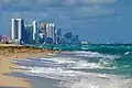 Skyline of Sunny Isles Beach viewed from the south with the skyline of southern coastal Broward County shown in the background in 2013.