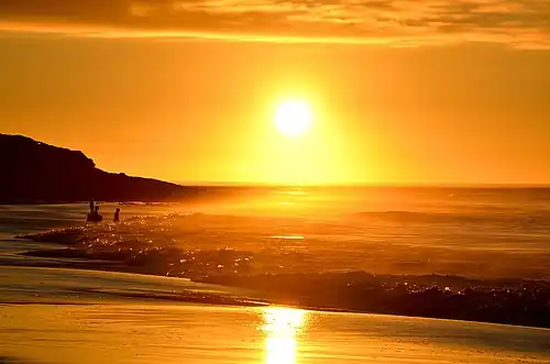 Golden hour at Long Beach, Noordhoek, Cape Town in South Africa