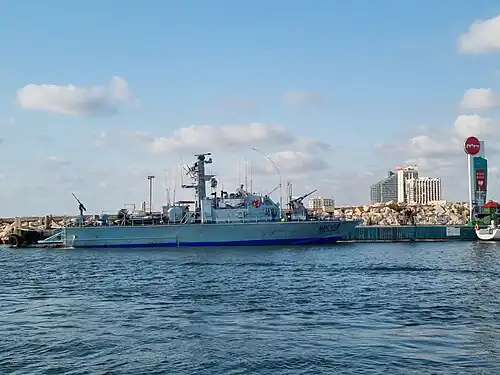 Super Dvora Mk III of the Israeli Navy docked at the marina