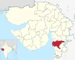 Location of district in Gujarat