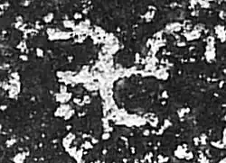 Swastika monogram at the end of Karna Chaupar Cave edict of Ashoka