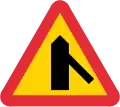 (thick is priority road) Road intersection where drivers of vehicles on connecting road have a duty to give way 45-degree connection from the right