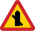 (thick is priority road) Road intersection where drivers of vehicles on connecting roads have a duty to give way 135-degree connection from the left, 45-degree connection connection from the right