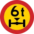 No vehicles with a single axle weighing more than the weight shown