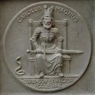 Charlemagne on the bronze door of the Grossmünster at Zürich, by Otto Münch, 1935