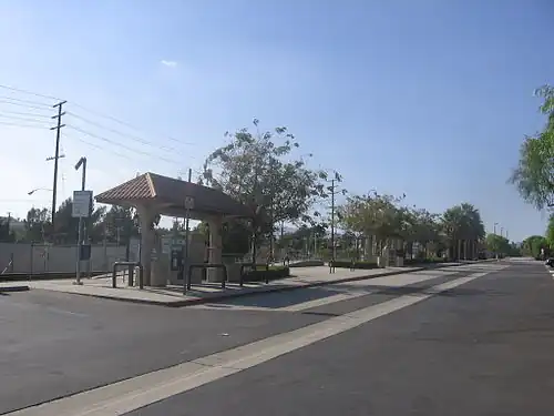 The open-sheltered platforms of Sylmar/San Fernando station