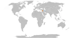 Map indicating locations of Syria and Taiwan