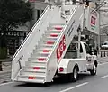 A type often called a stair car or staircar (rear view)