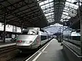 View under overall canopy (and a Swiss railway clock), looking East