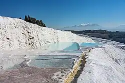 White Terraces (natural travertine formations and hot pools) in Pamukkale