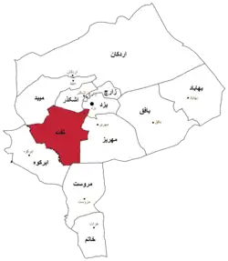 Location of Taft County in Yazd province