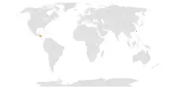 Map indicating locations of Taiwan and Honduras