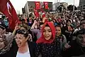 Many women in headscarves attended the protests, despite the fact that pro-AKP media spread disinformation that they were being attacked by the protesters.
