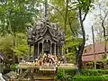 The spirit house are devoted Phra phum vaiyathat (พระภูมิวัยทัต) of Tai folk religion in Taksin Memorial , Tak, Thailand