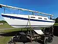 Tanzer 22 on trailer, showing keel shape