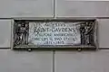 Plaque on the building for Augustus Saint-Gaudens